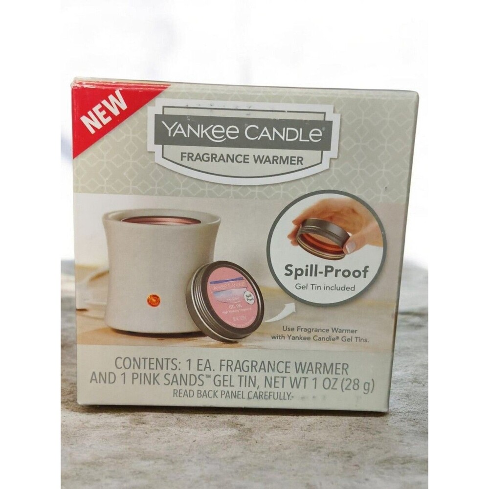 Yankee Candle Neutral Ceramic Warmer with Pink Gel Tin